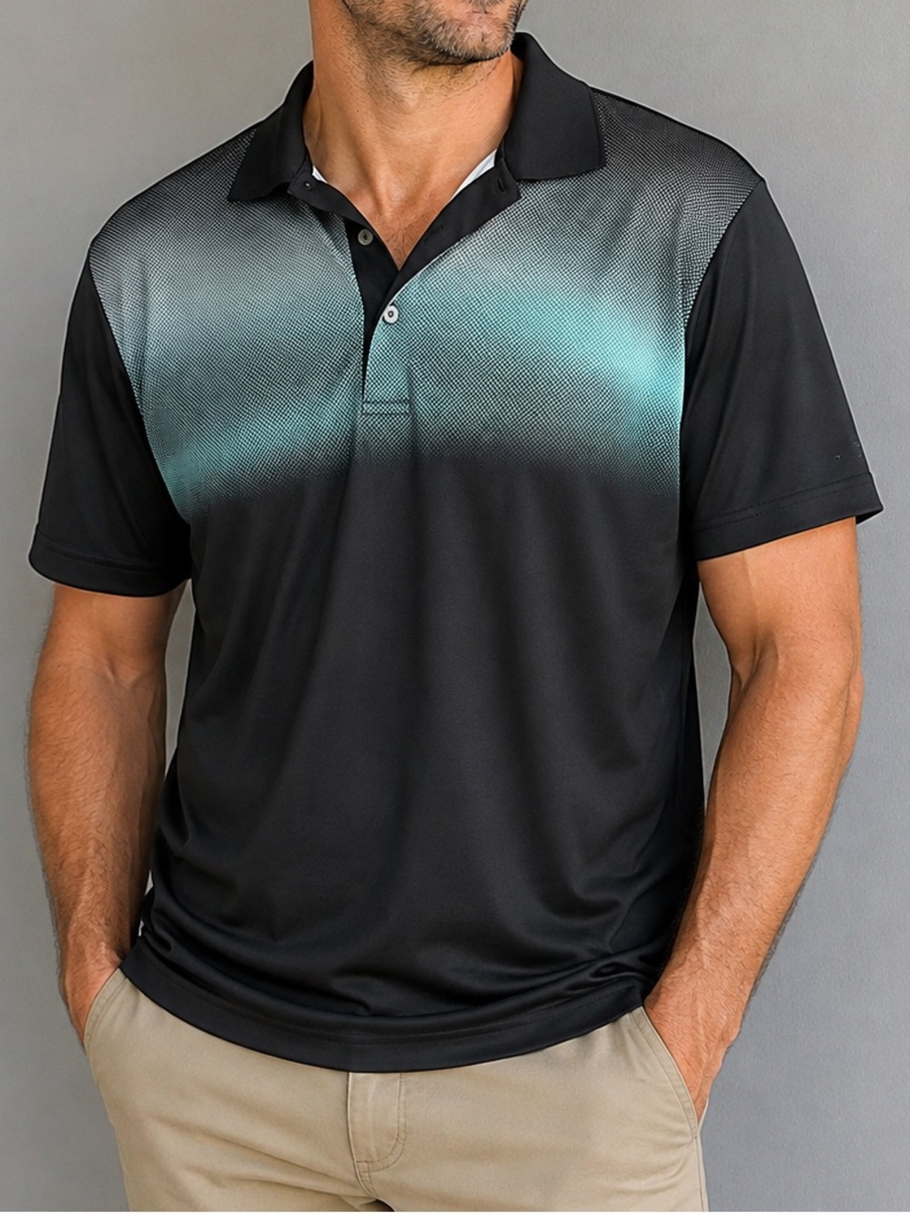Ben Hogan Performance Men’s Polo Shirt Black Gray Gradient Golf Athletic M